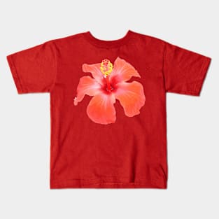 Red Hibiscus Vector Isolated Botanical Art Kids T-Shirt